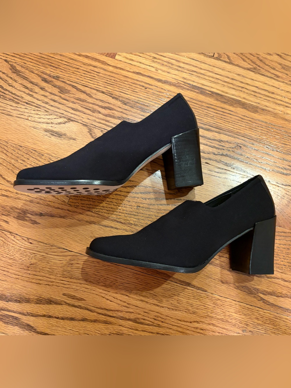 Donald J Pilner Black Stretch Block Heels
